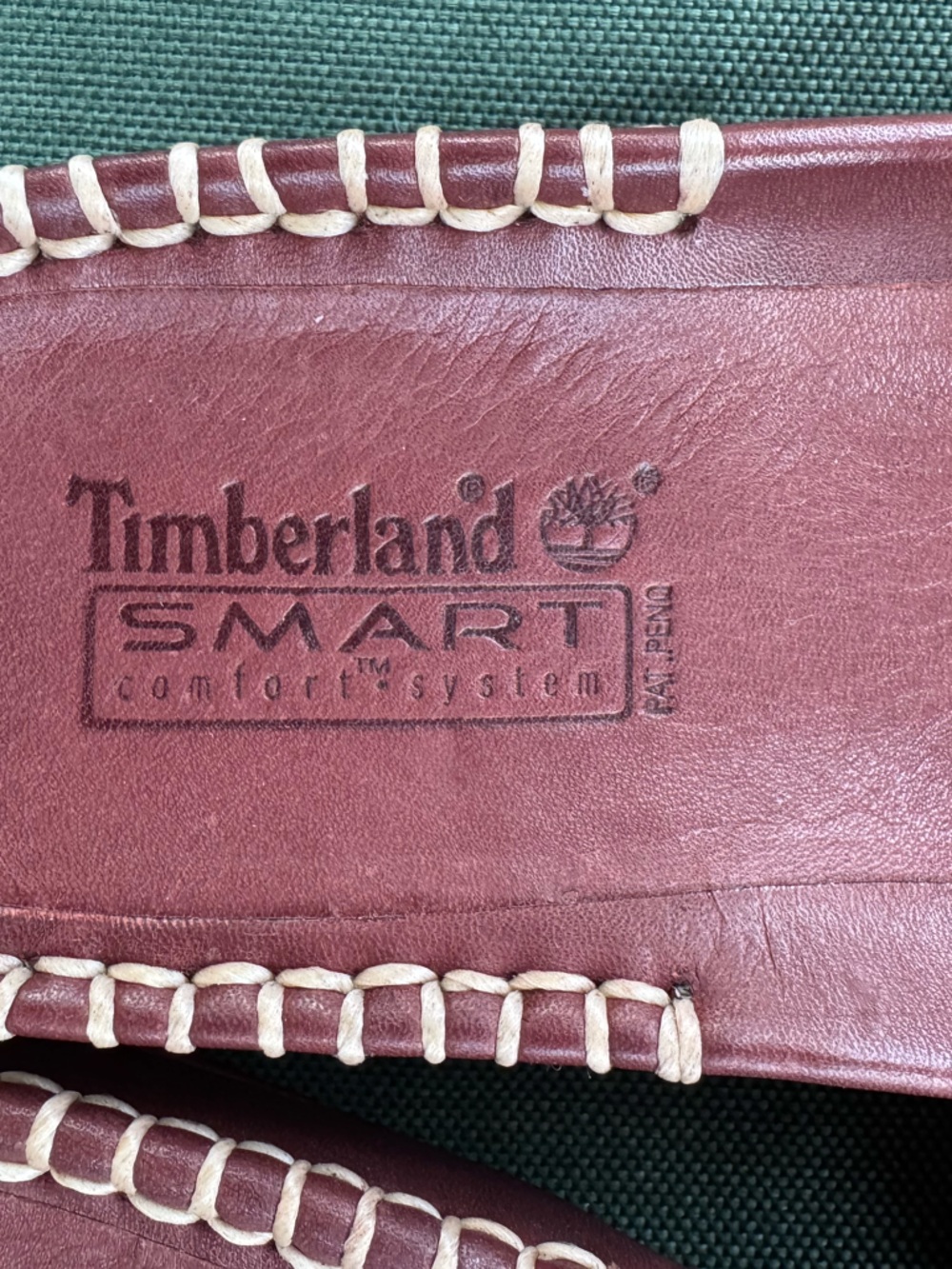 Timberland Women's Burgundy Leather Slide Sandals with Stitched Trim - Picture 2 of 12